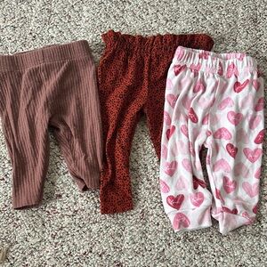Set of Three Baby Leggings - Pink, Red, Brown